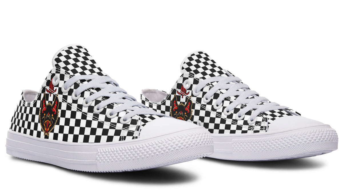 Vampire Bat Checkered Low Tops