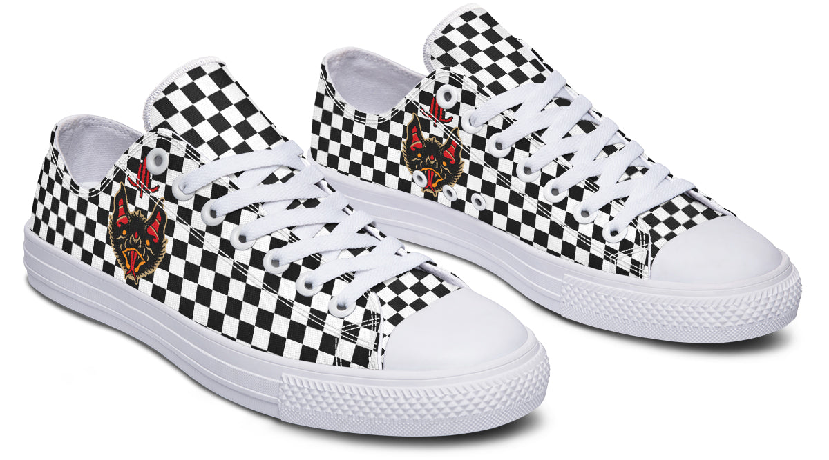 Vampire Bat Checkered Low Tops