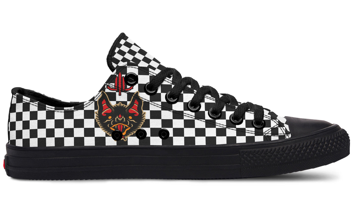 Vampire Bat Checkered Low Tops