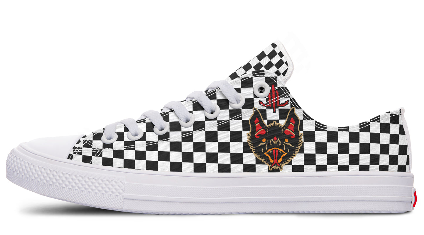 Vampire Bat Checkered Low Tops