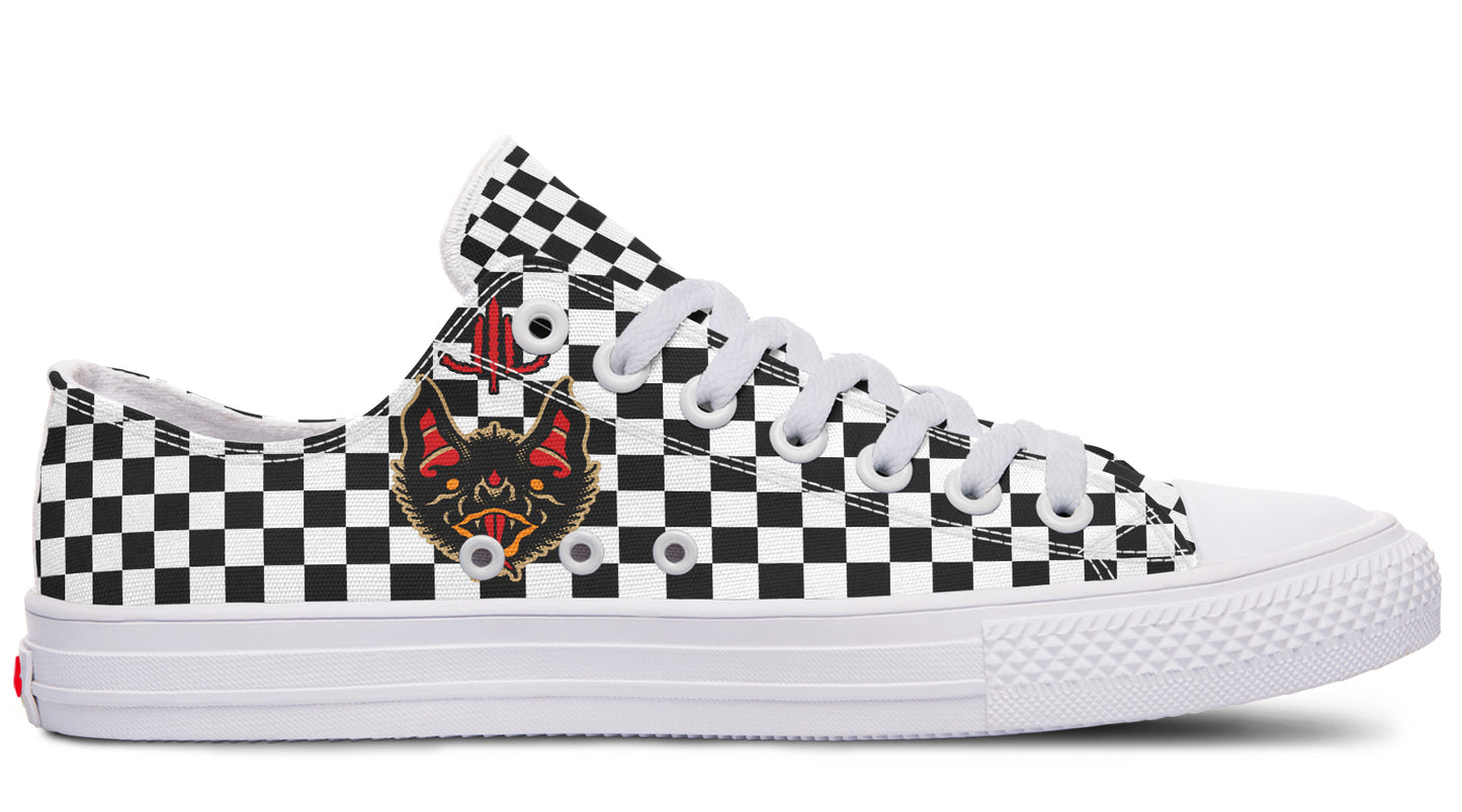 Vampire Bat Checkered Low Tops