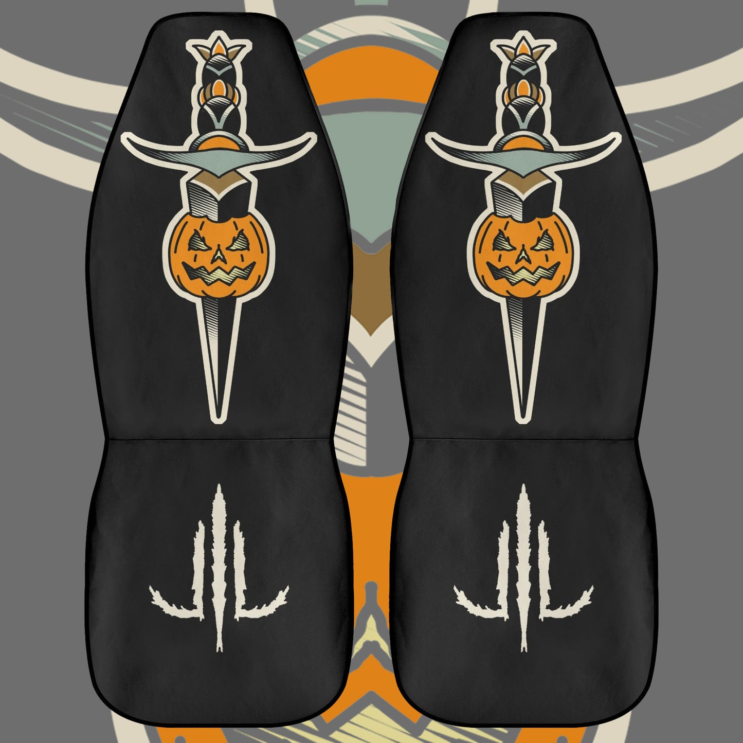 Pumpkin Dagger Car Seat Covers ((2 Pcs)(LIMITED SPOOKYSEASON EXCLUSIVE))