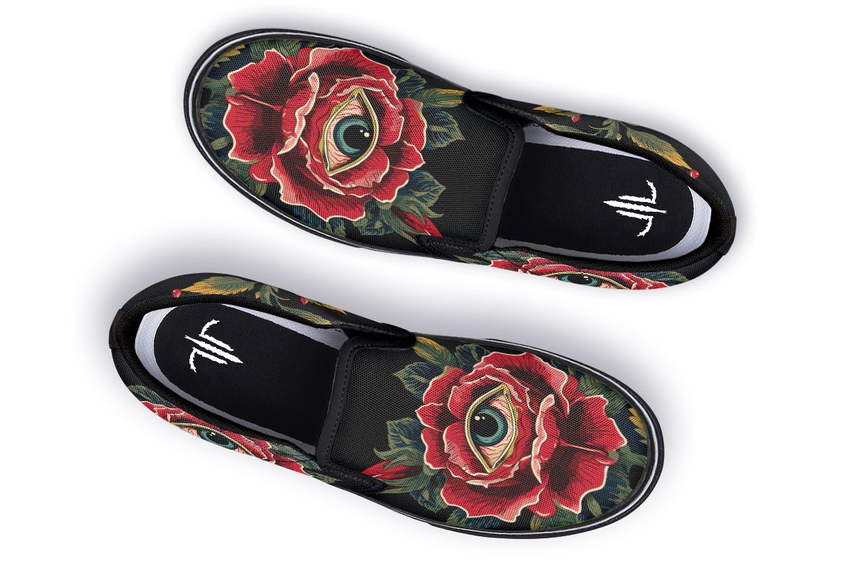 Bleeding Eye Rose Slip On Shoes