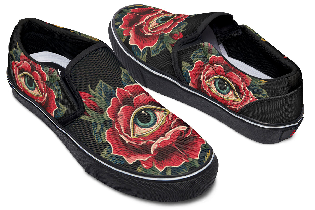 Bleeding Eye Rose Slip On Shoes