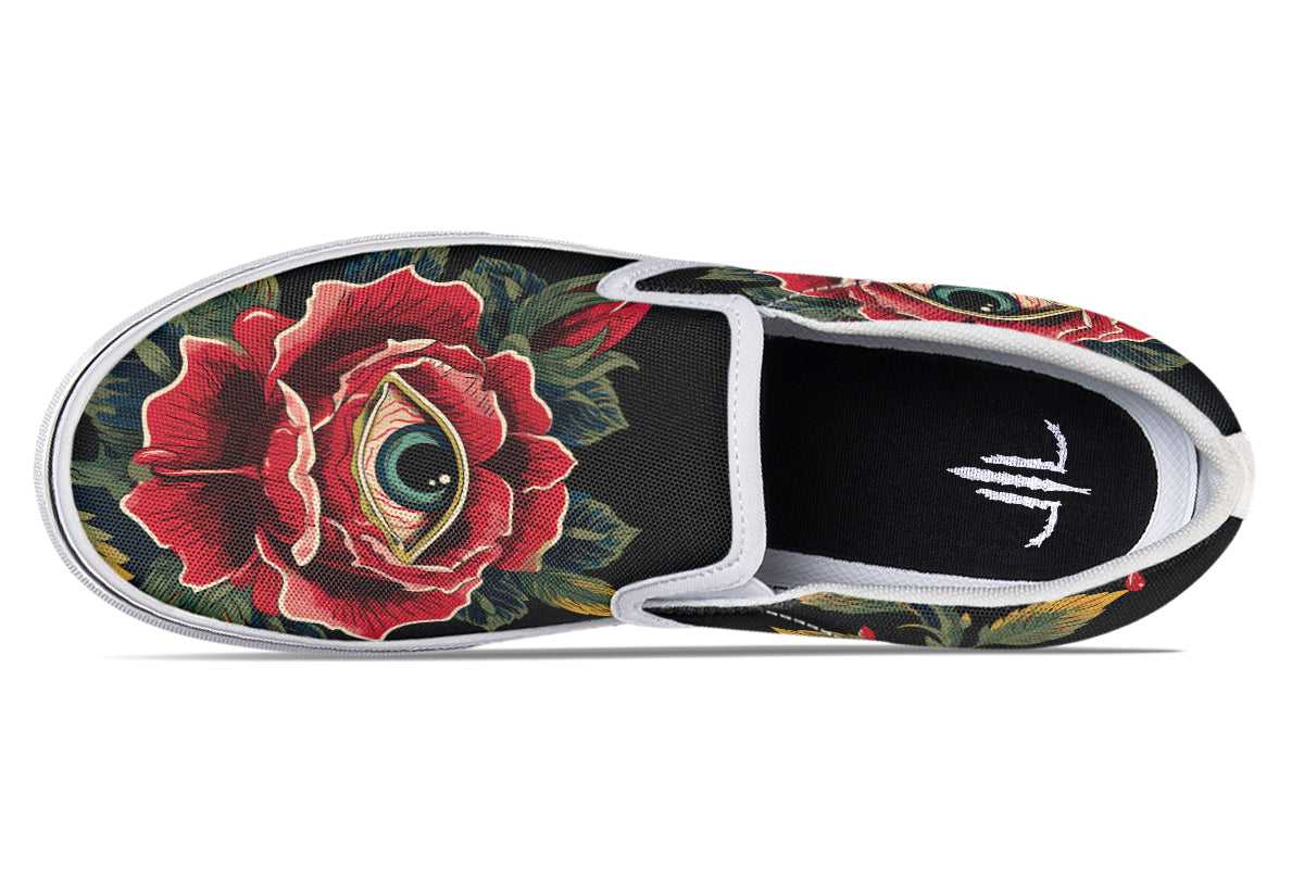 Bleeding Eye Rose Slip On Shoes