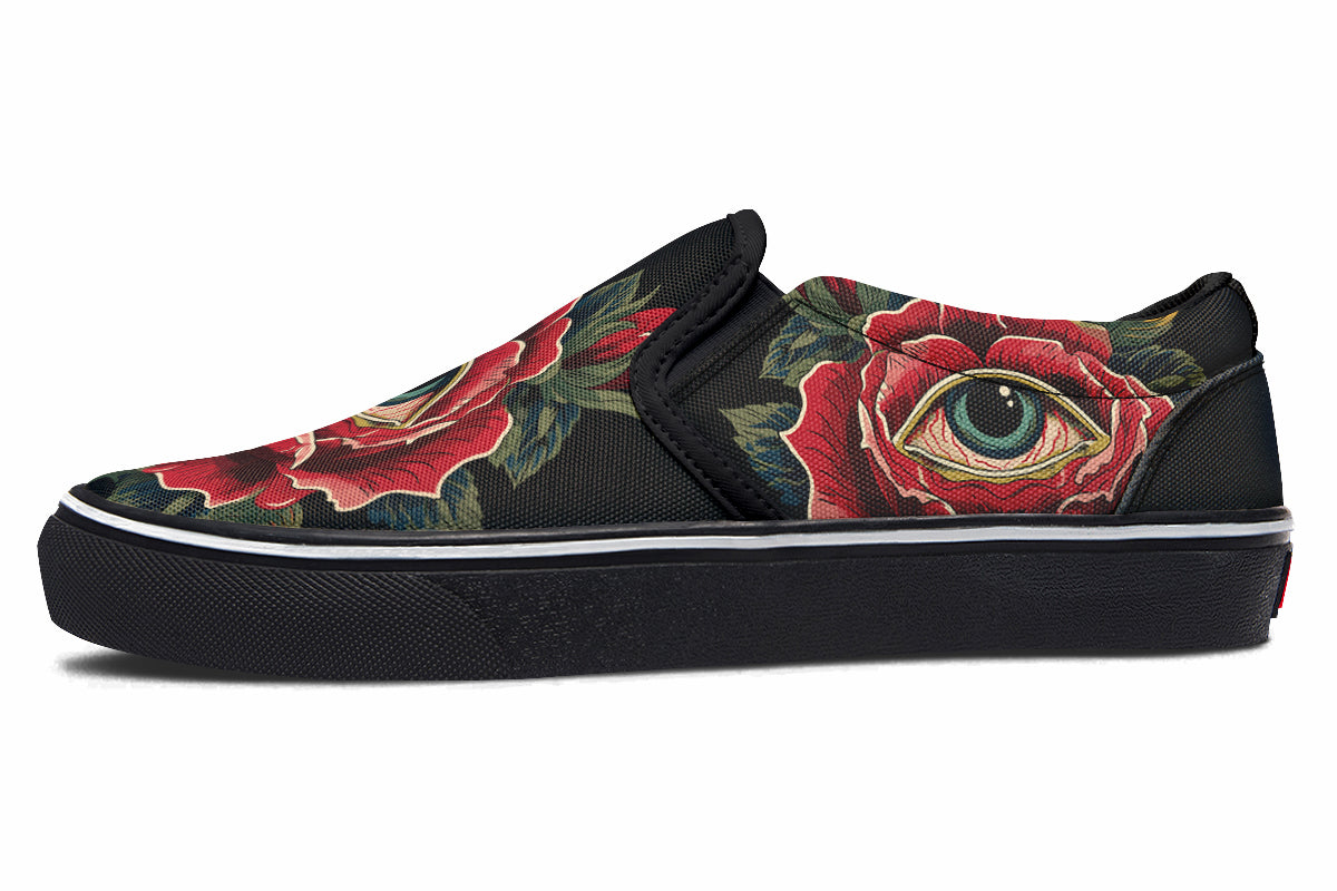 Bleeding Eye Rose Slip On Shoes