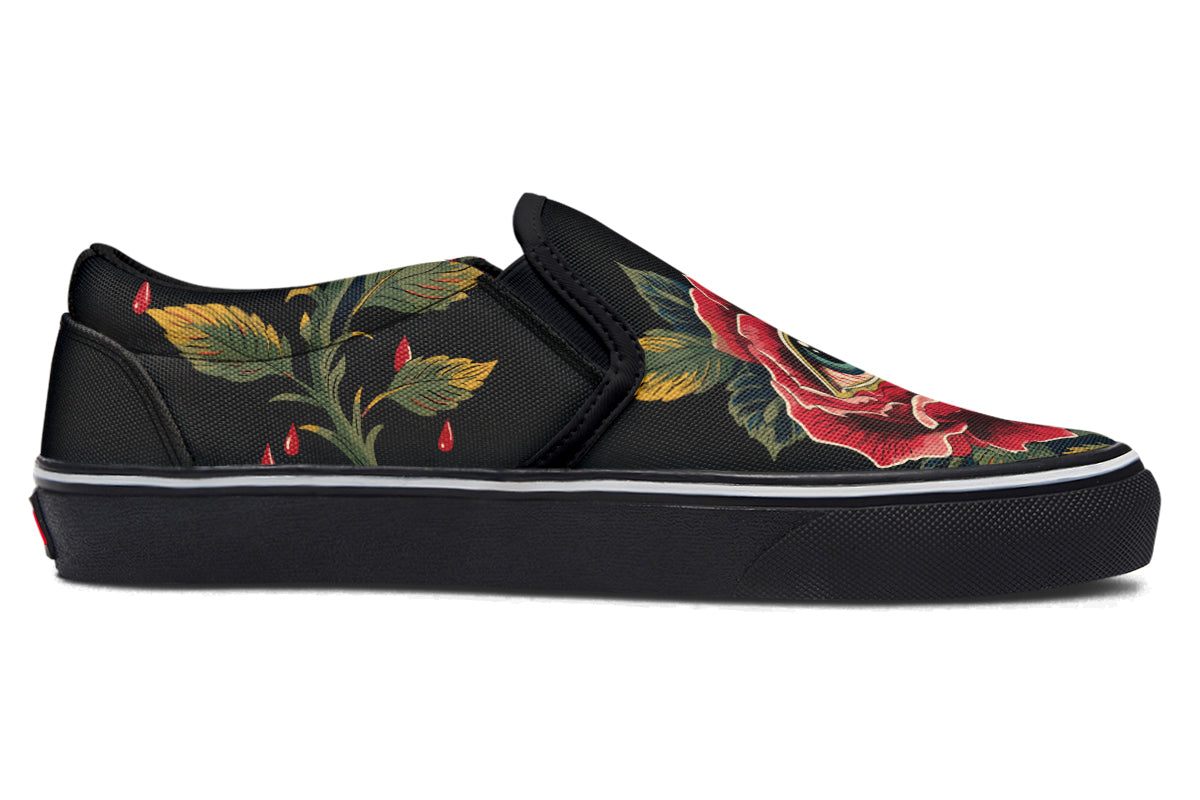 Bleeding Eye Rose Slip On Shoes