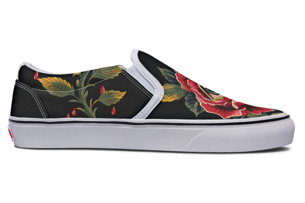 Bleeding Eye Rose Slip On Shoes