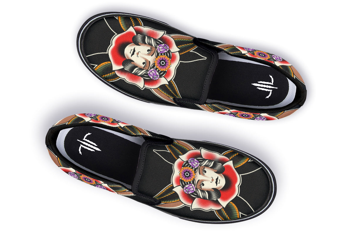 Blooming Girl Head Slip On Shoes