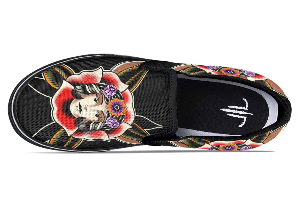 Blooming Girl Head Slip On Shoes