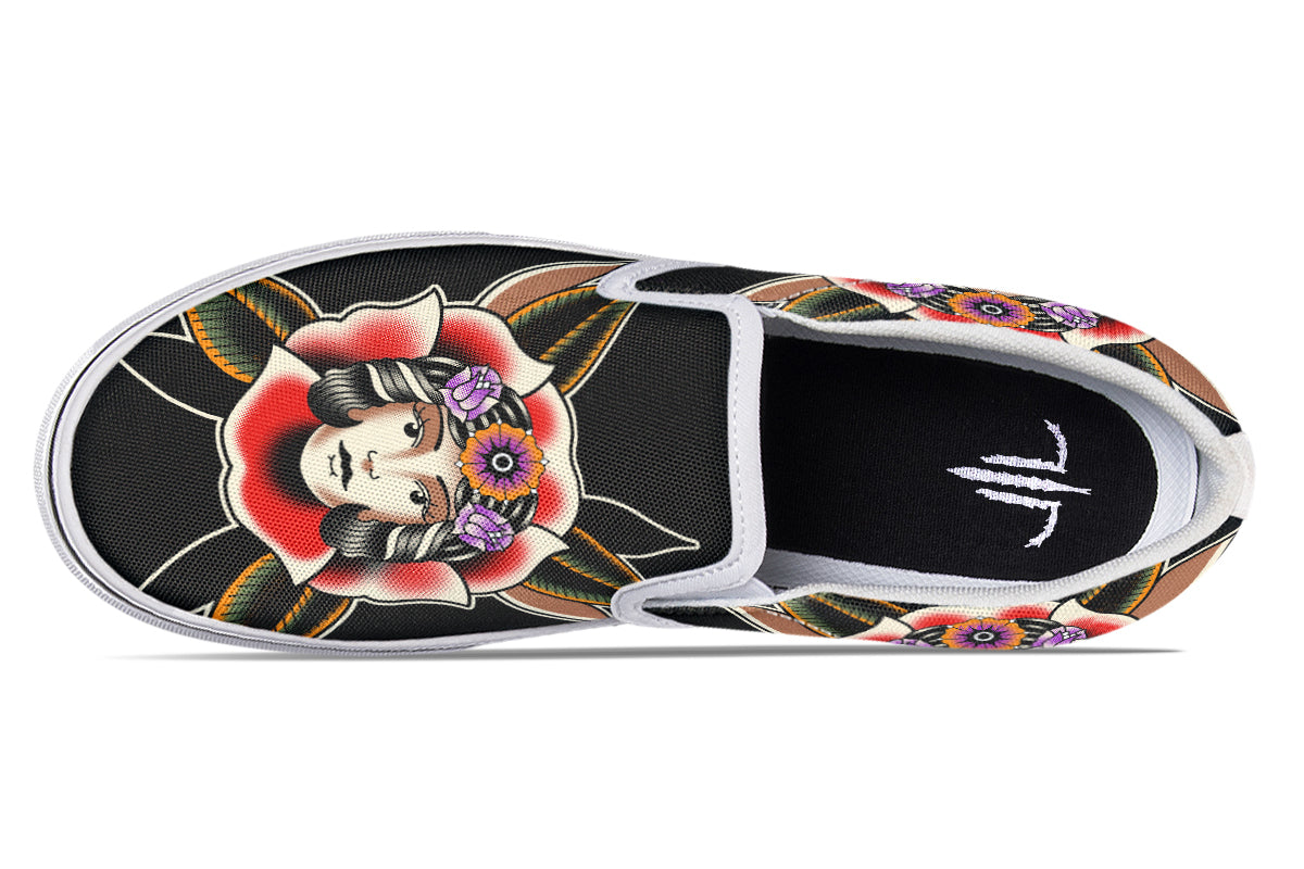 Blooming Girl Head Slip On Shoes