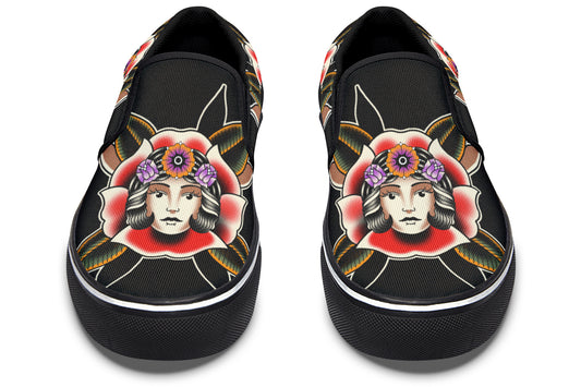 Blooming Girl Head Slip On Shoes