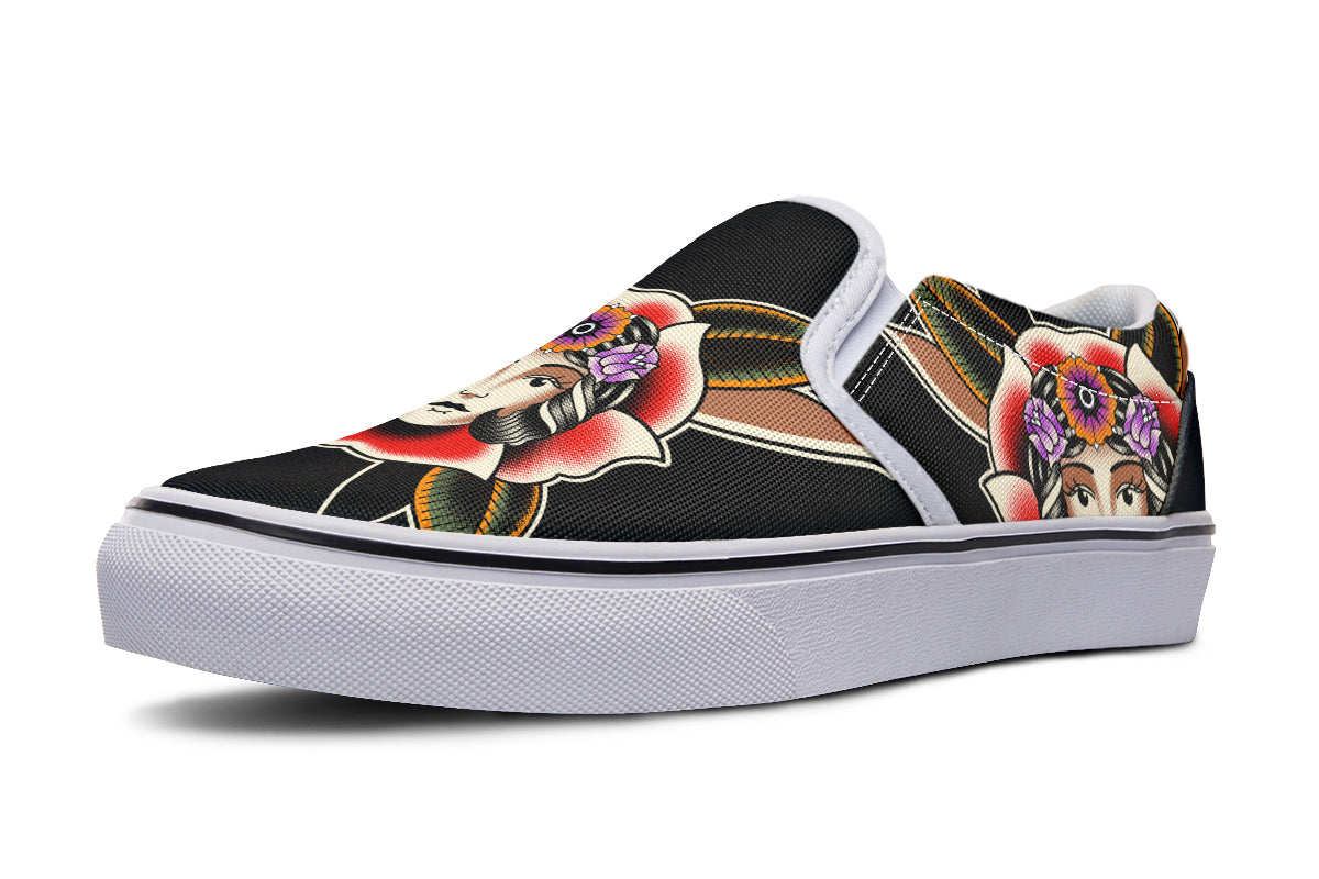 Blooming Girl Head Slip On Shoes