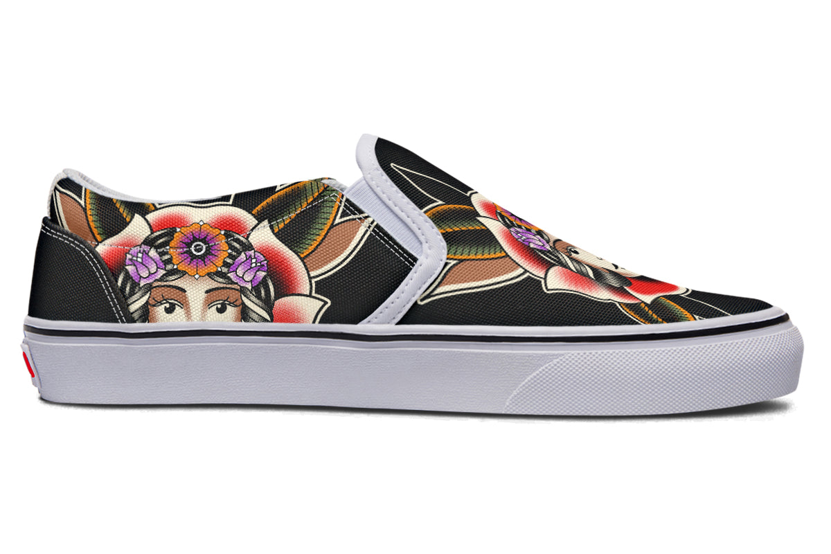 Blooming Girl Head Slip On Shoes