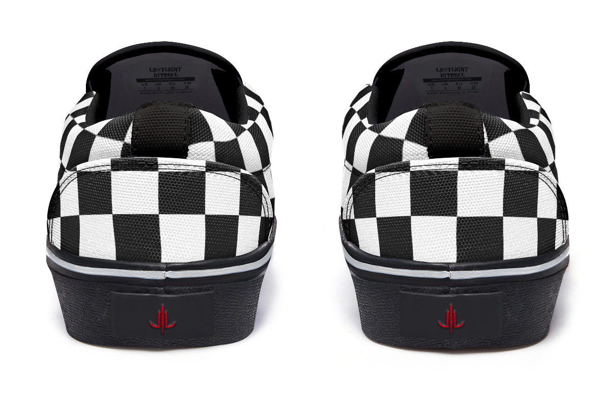 Cat Demon Checkered Slip On Shoes