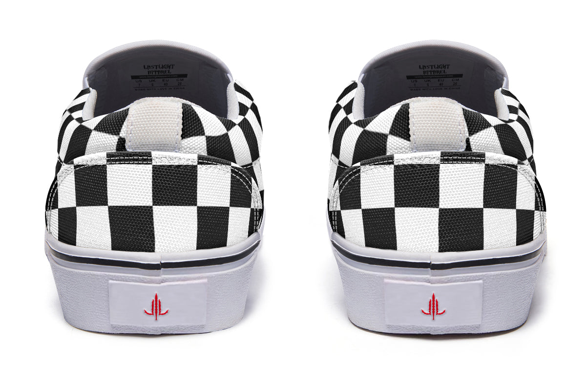 Cat Demon Checkered Slip On Shoes