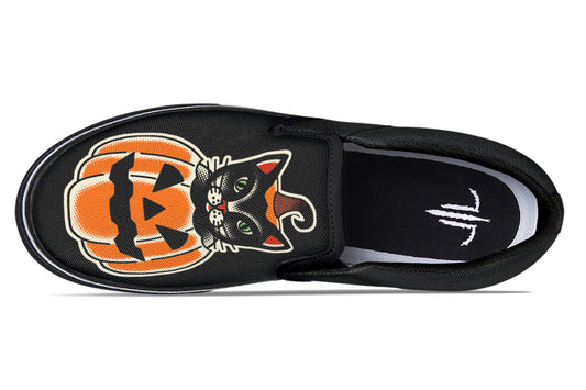 Pumpkin Cat Slip On Shoes