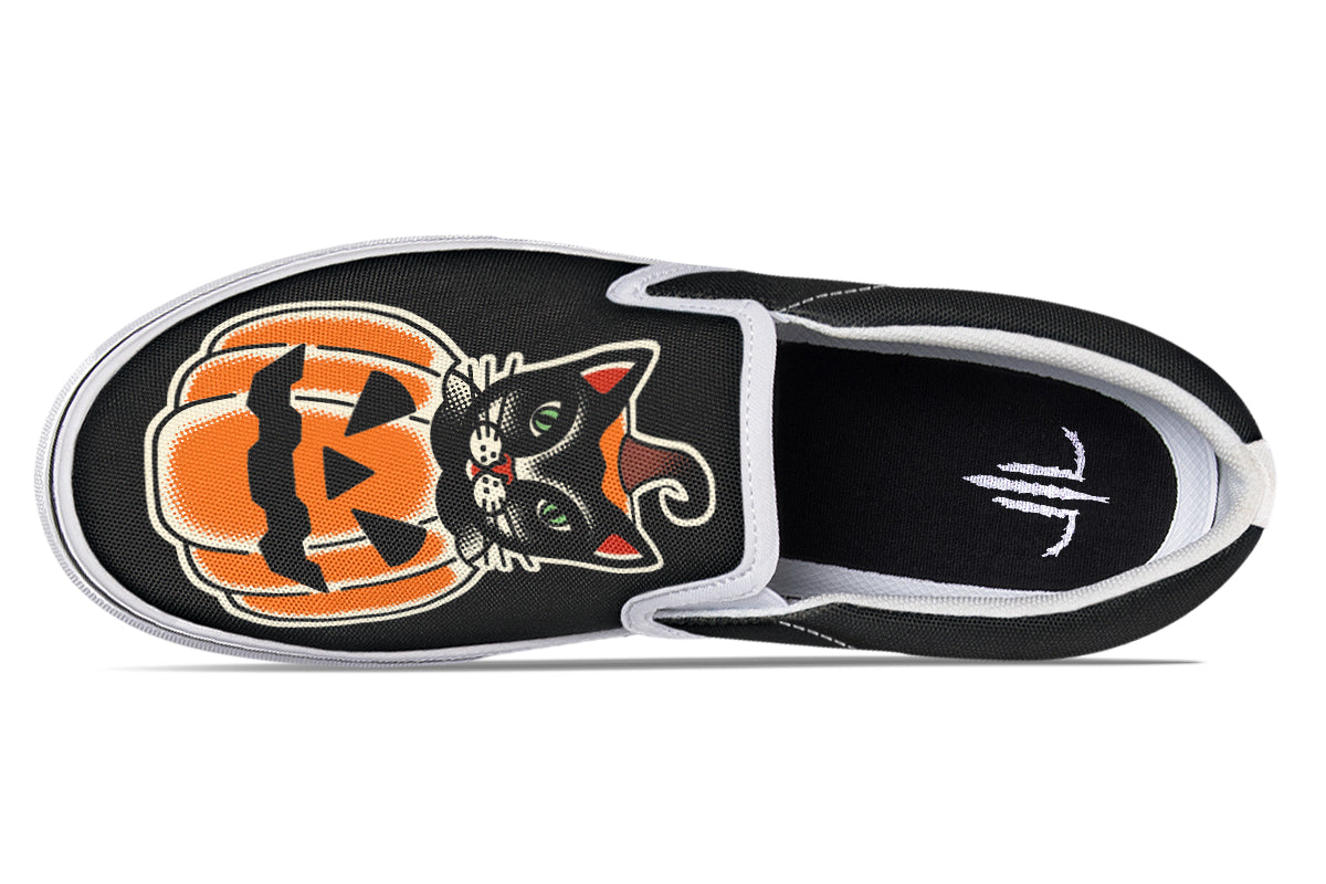 Pumpkin Cat Slip On Shoes