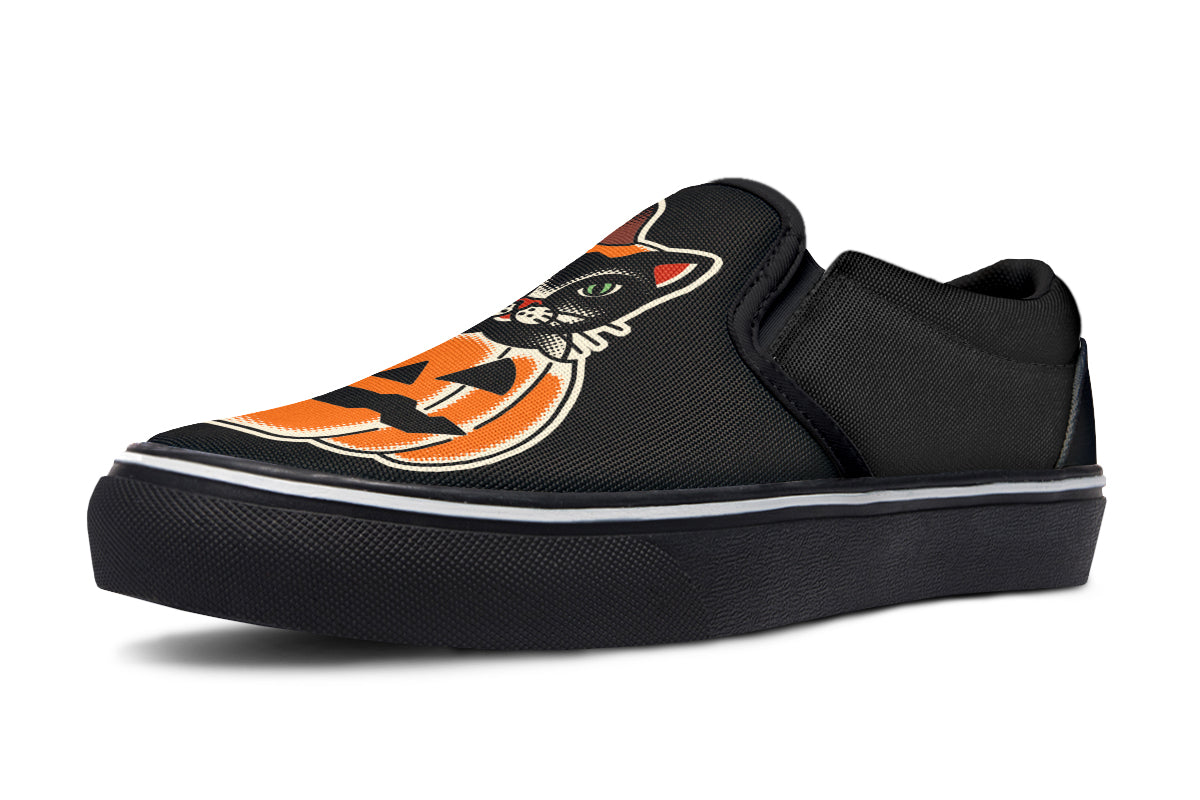 Pumpkin Cat Slip On Shoes