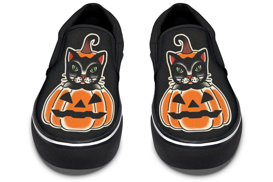 Pumpkin Cat Slip On Shoes