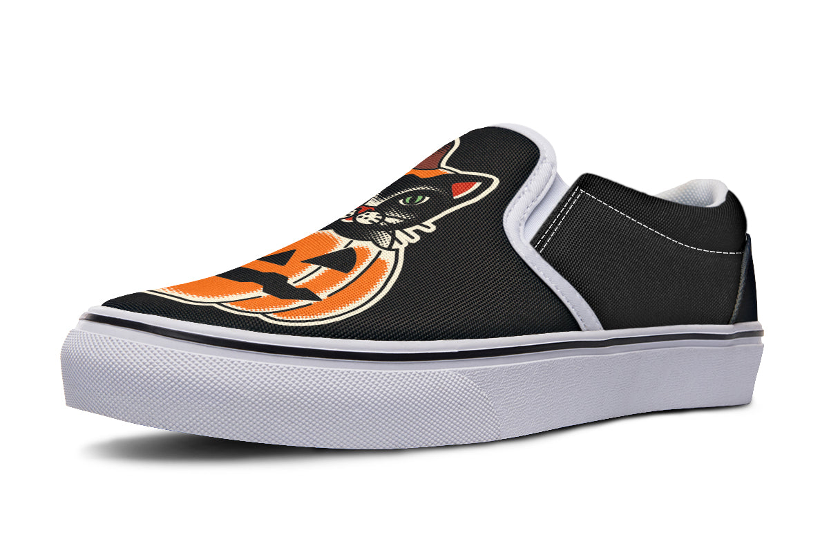 Pumpkin Cat Slip On Shoes