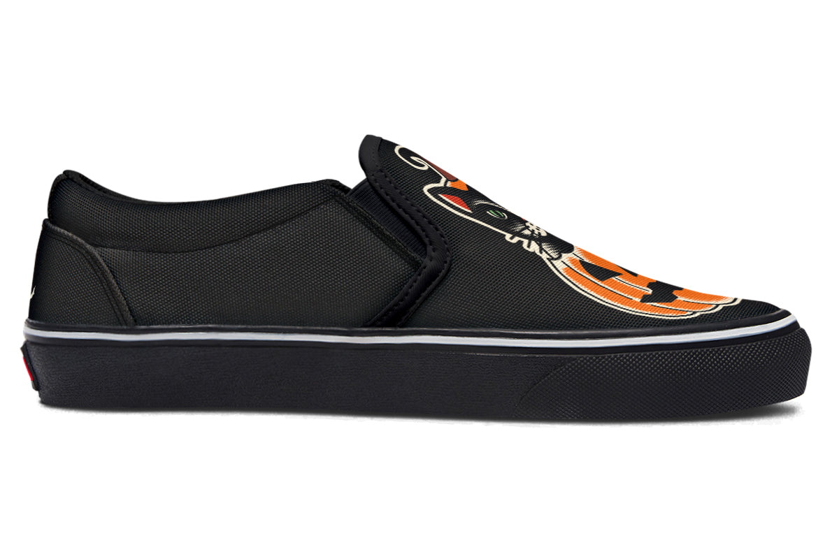 Pumpkin Cat Slip On Shoes