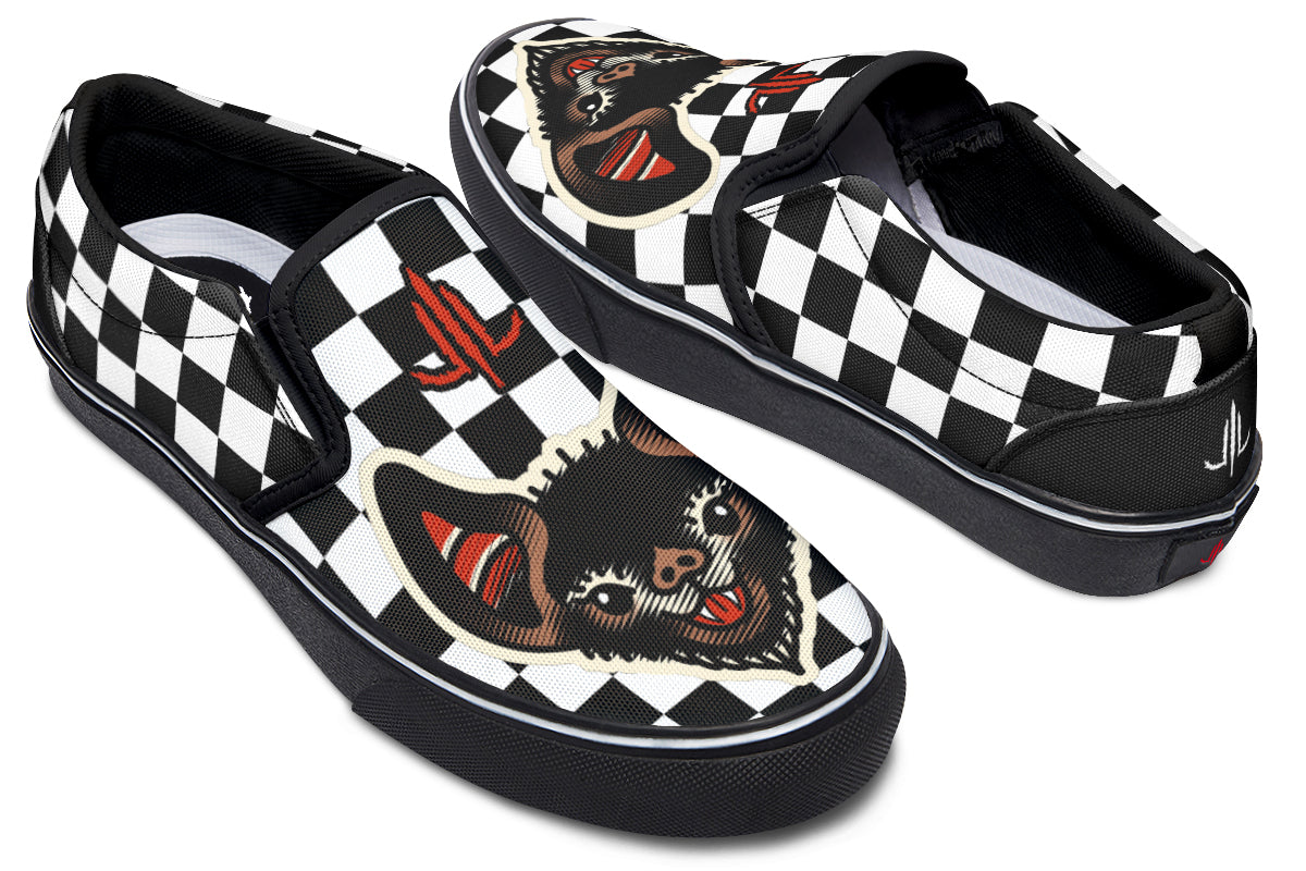 Checkered Bats V2 Slip On Shoes