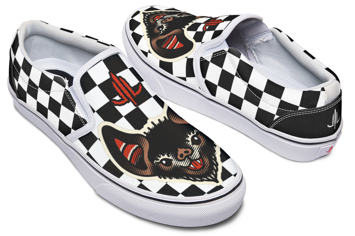 Checkered Bats V2 Slip On Shoes