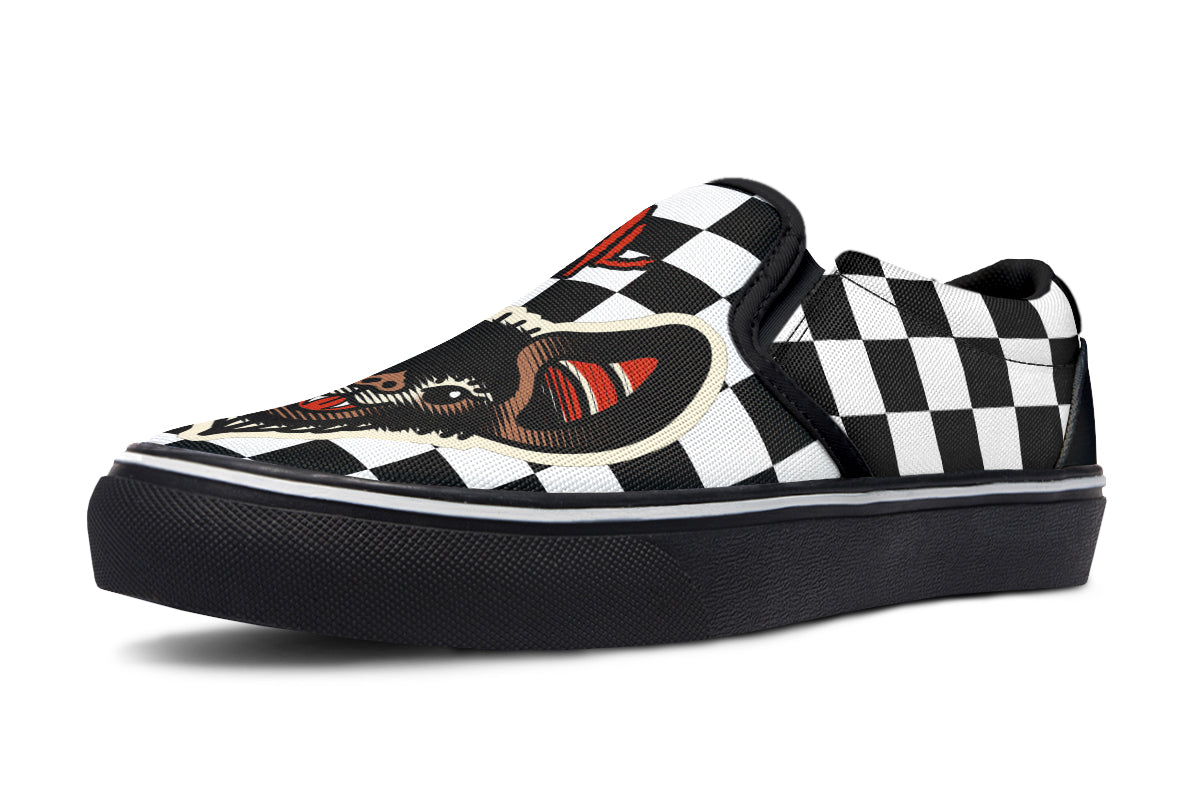 Checkered Bats V2 Slip On Shoes