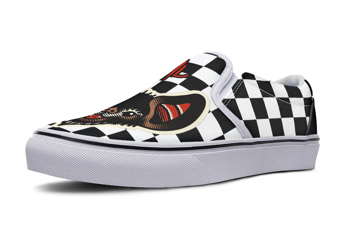 Checkered Bats V2 Slip On Shoes