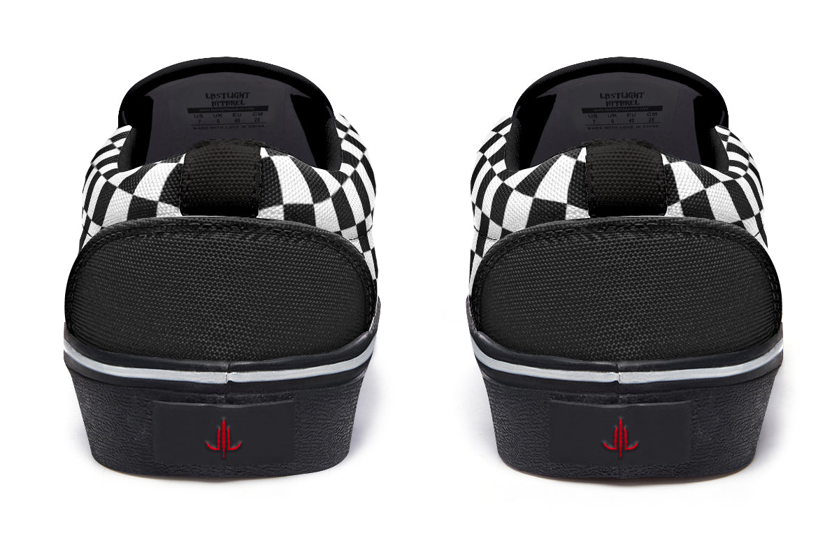 Checkered Death Moth Slip On Shoes