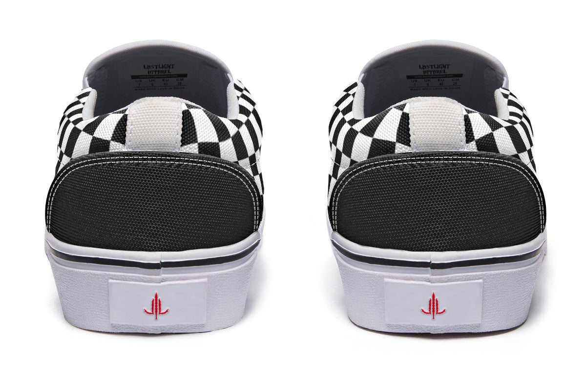 Checkered Death Moth Slip On Shoes