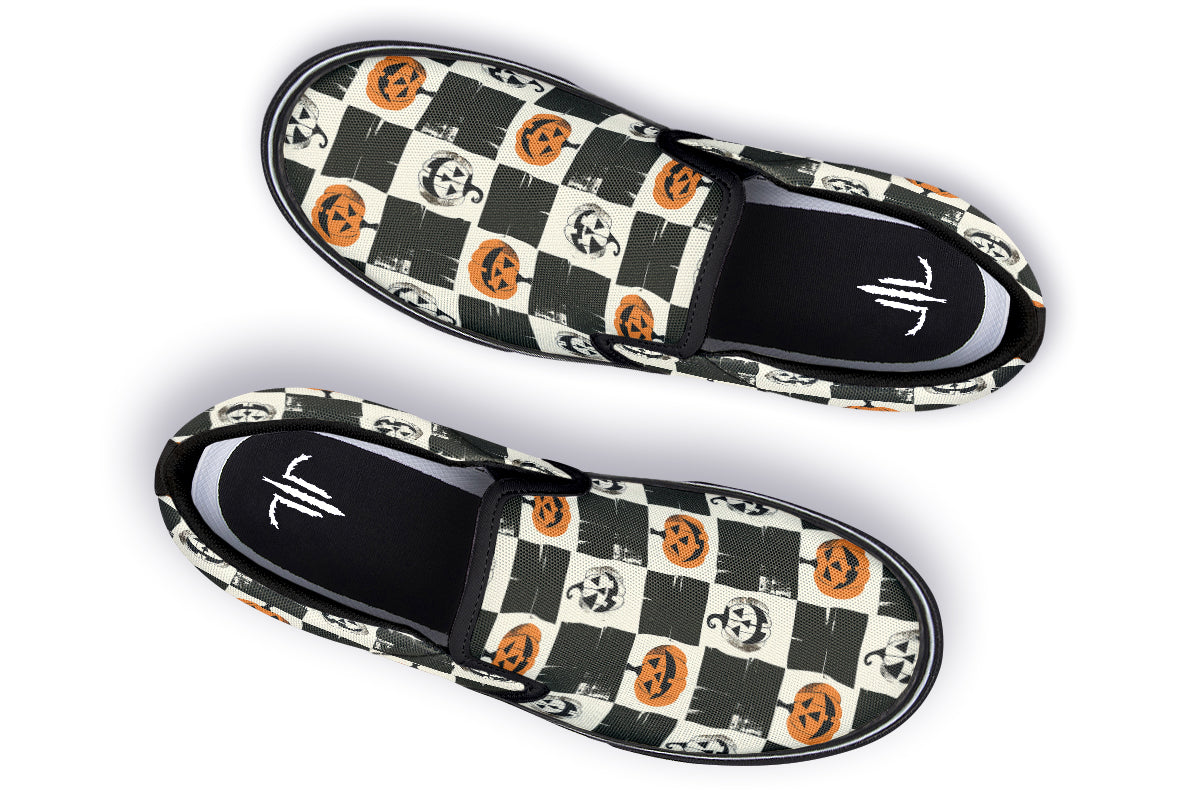 Checkered Pumpkins Slip On Shoes