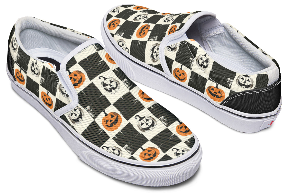 Checkered Pumpkins Slip On Shoes