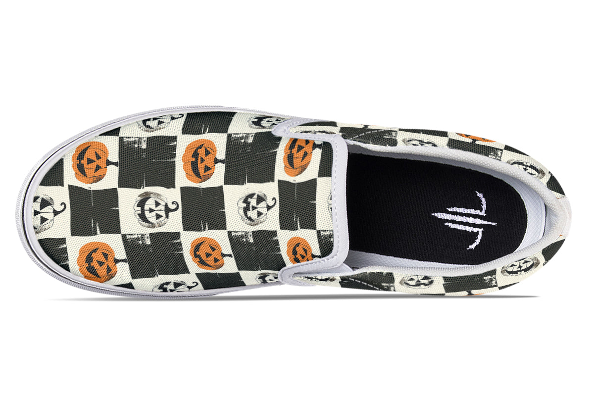 Checkered Pumpkins Slip On Shoes