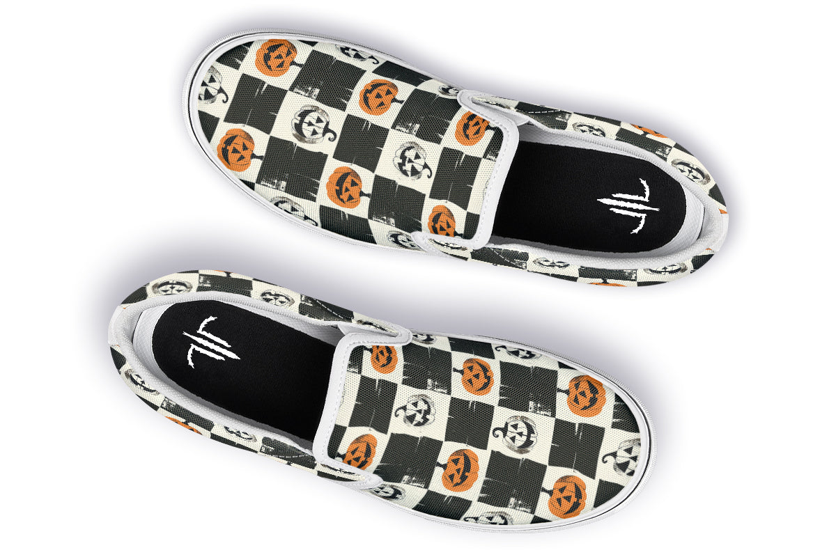 Checkered Pumpkins Slip On Shoes