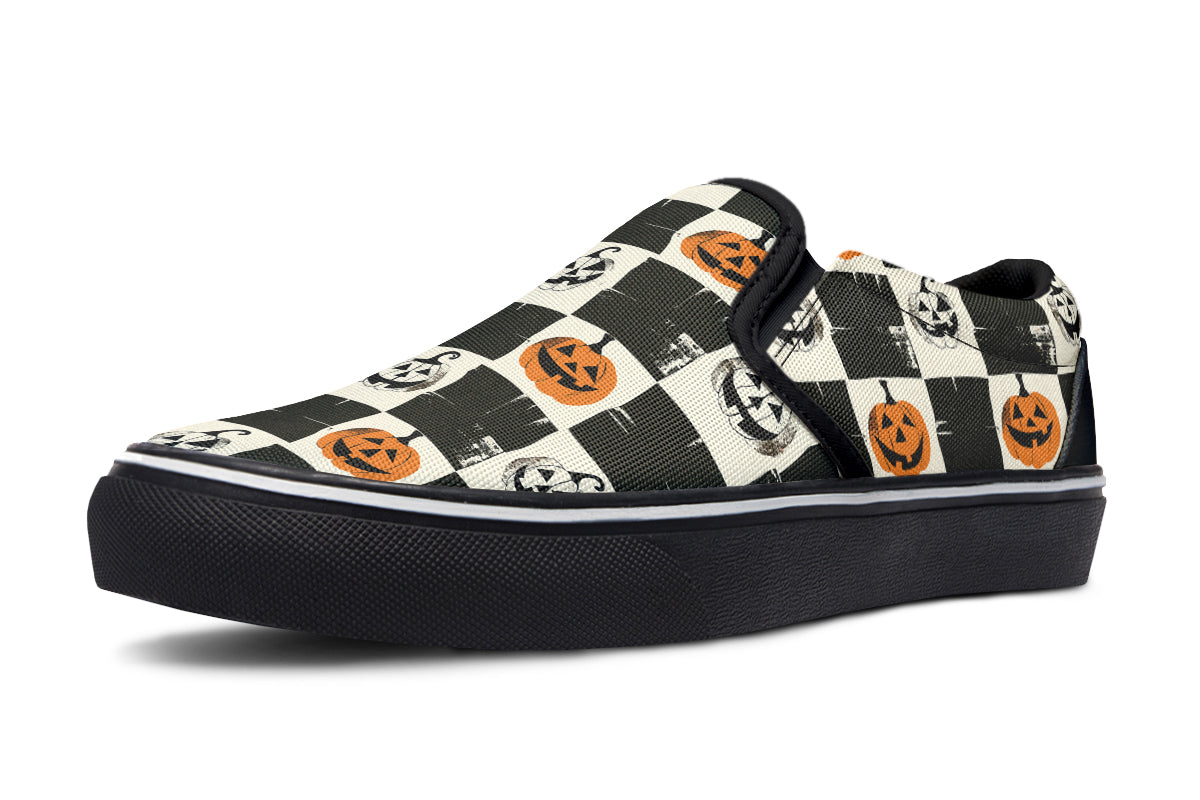 Checkered Pumpkins Slip On Shoes