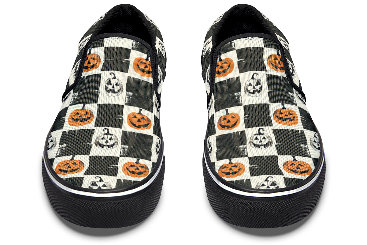 Checkered Pumpkins Slip On Shoes