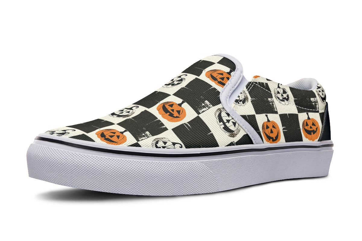 Checkered Pumpkins Slip On Shoes