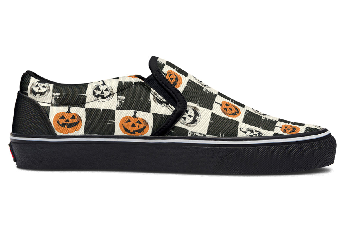 Checkered Pumpkins Slip On Shoes