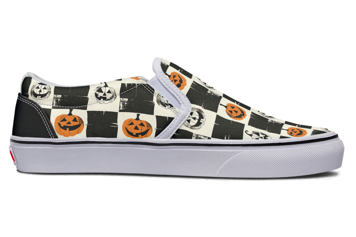 Checkered Pumpkins Slip On Shoes