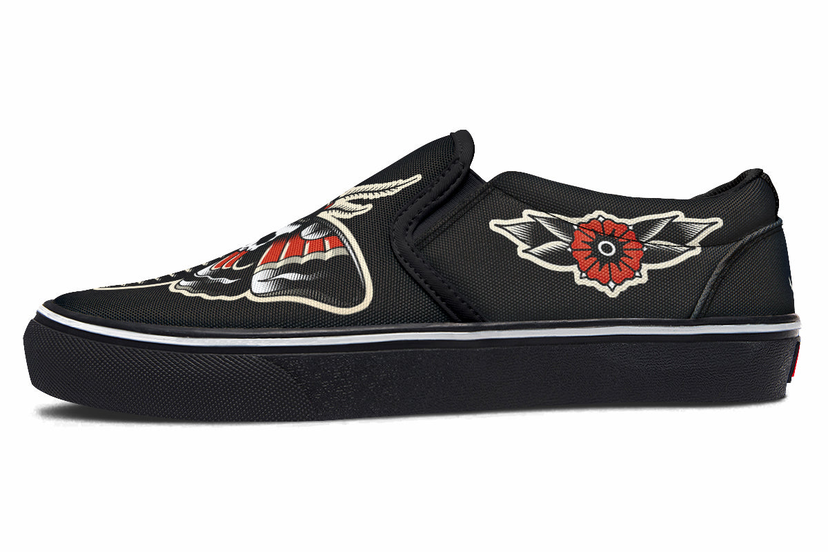 Moths & selling Skulls Men’s slip-on canvas shoes