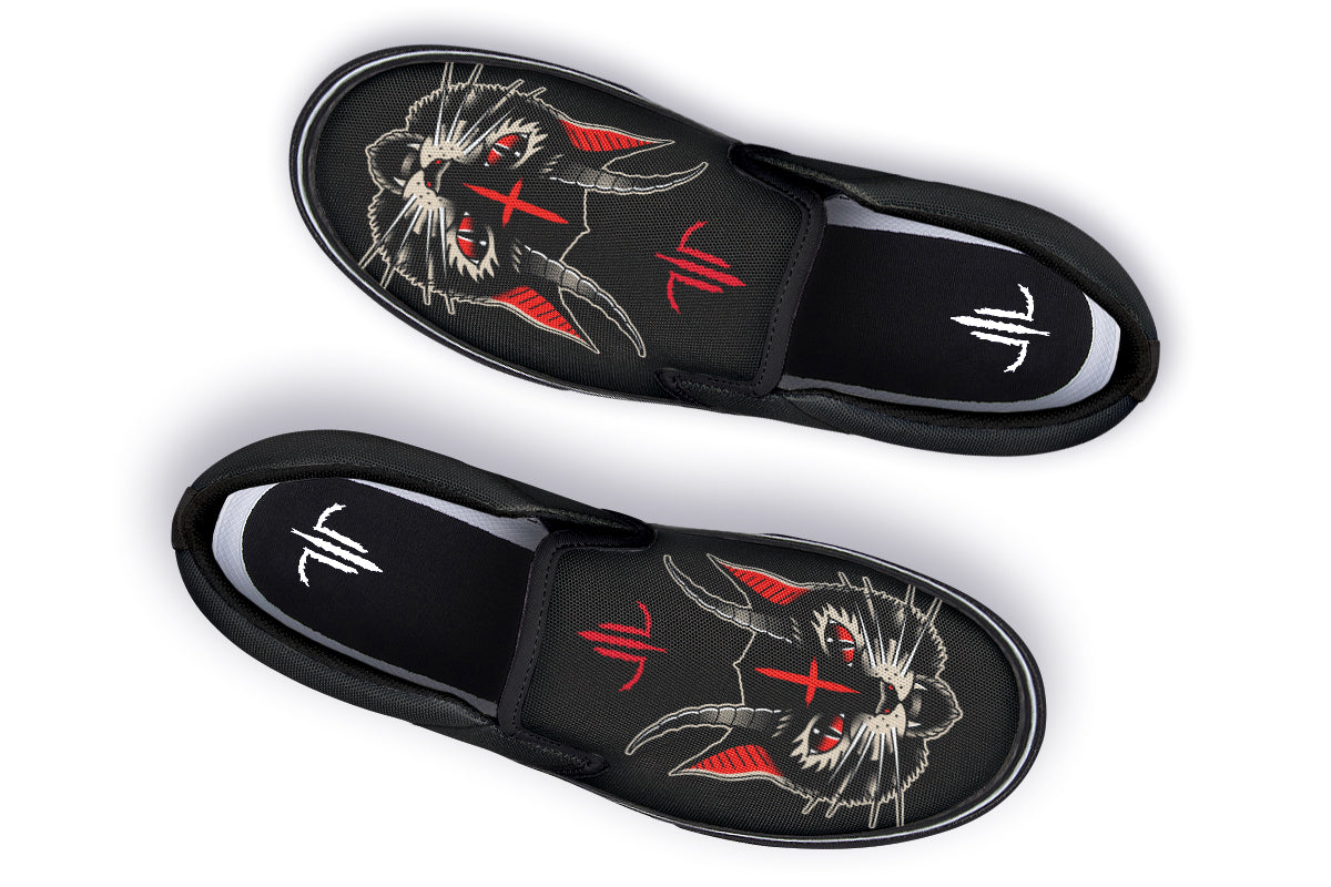 Demon Cat Slip On Shoes