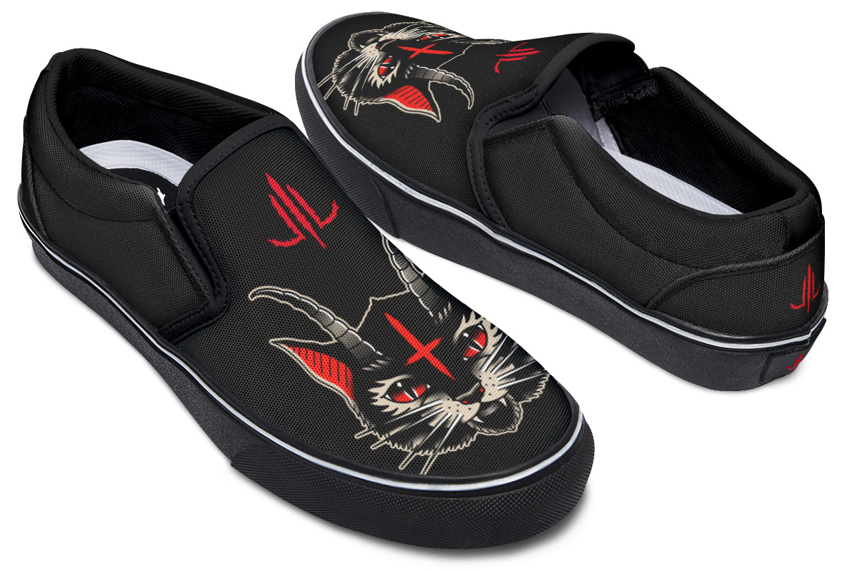 Demon Cat Slip On Shoes