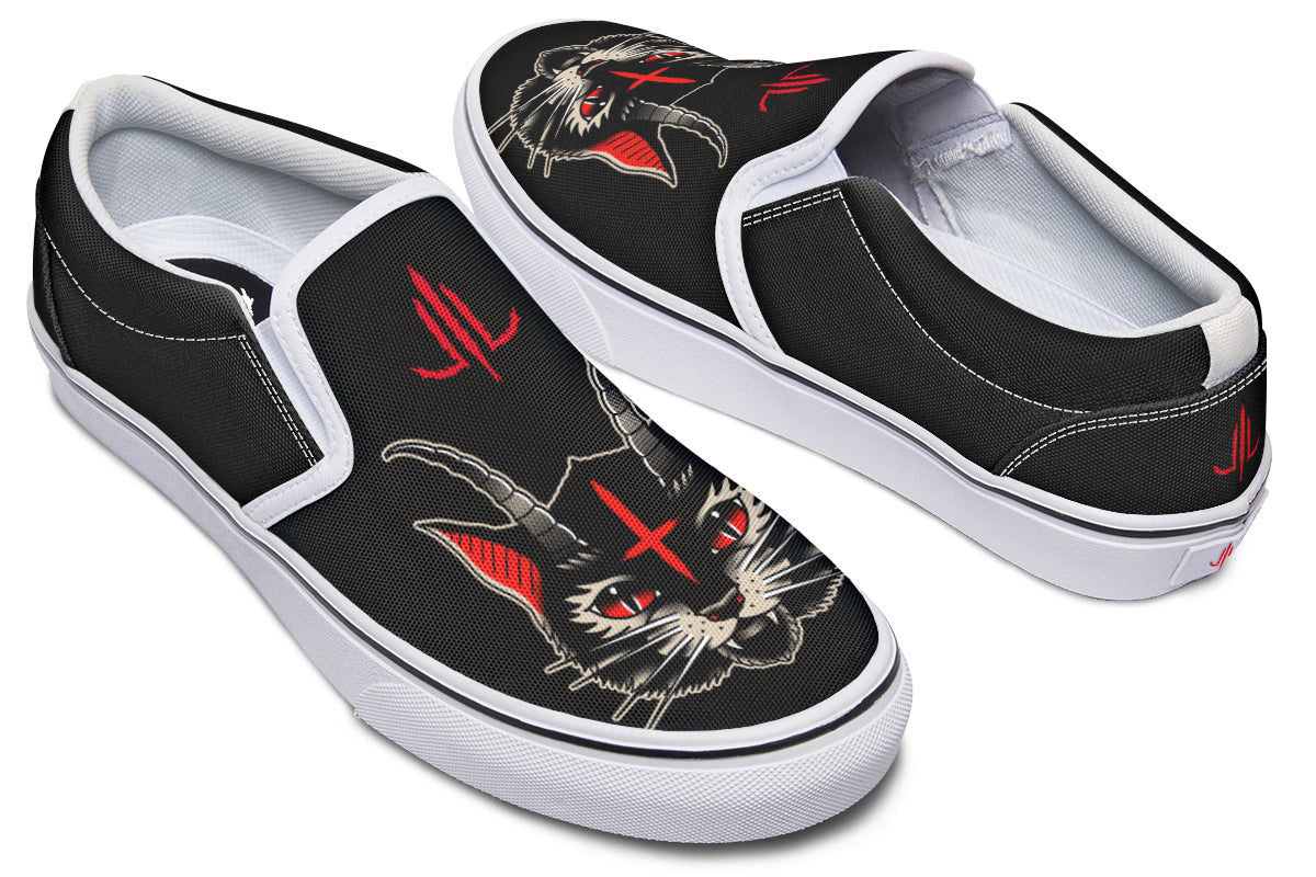 Demon Cat Slip On Shoes