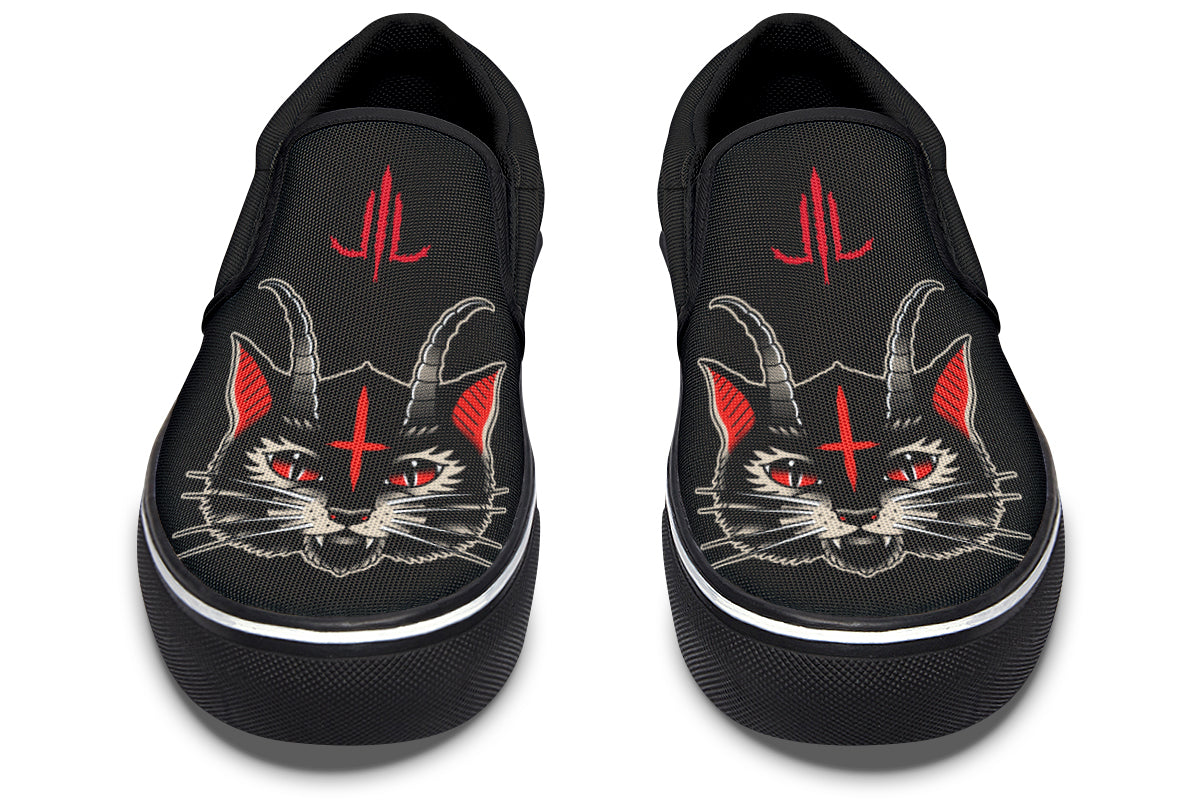 Demon Cat Slip On Shoes