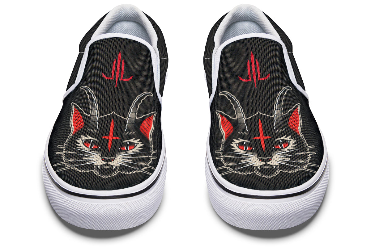 Demon Cat Slip On Shoes