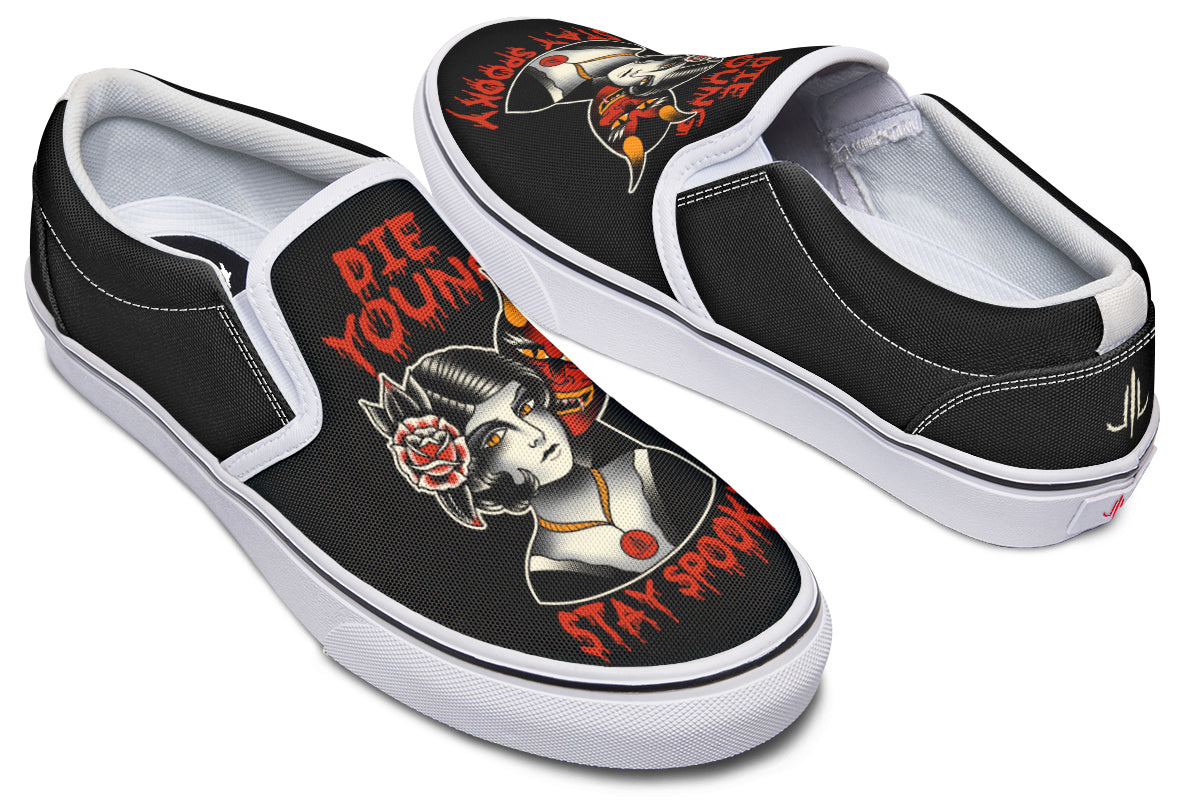 Die Young Stay Spooky Slip On Shoes