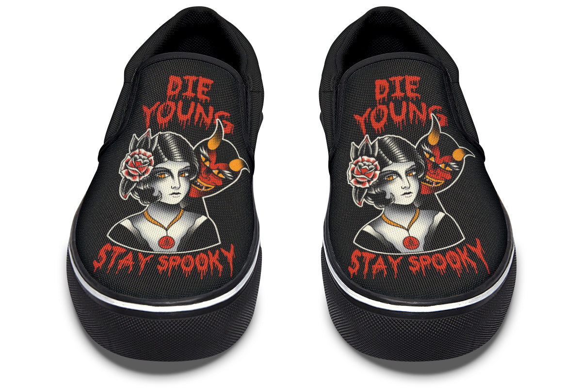 Die Young Stay Spooky Slip On Shoes