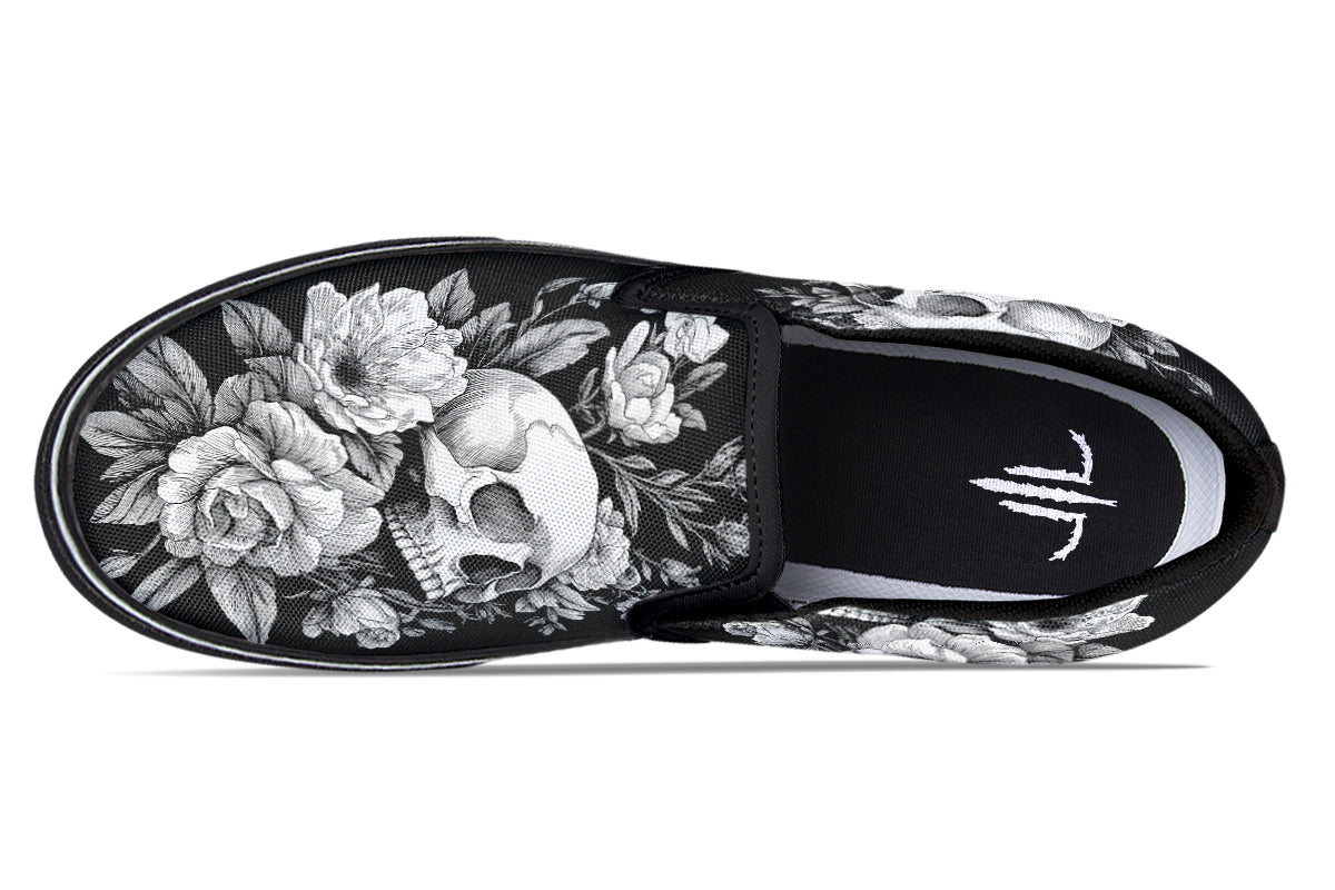 Flowering Skull Slip On Shoes
